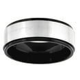 thumbnail image 1 of Stainless Steel Mens Two-tone Brushed Center Carbon Fiber Step Edges Comfort-fit Band Ring Size 10 Wedding Band for Men, 1 of 2