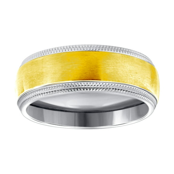 Stainless Steel Mens Two-tone Brushed Milgrain Edge Comfort-fit Fashion Band Ring Size 11 Wedding Band for Men