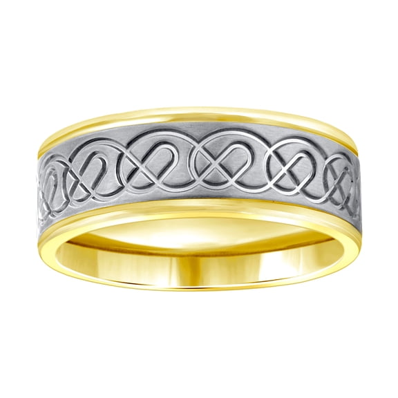 Stainless Steel Mens Two-tone Center Brushed Infinity Comfort-fit Fashion Band Ring Size 12 Wedding Band for Men