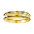 thumbnail image 1 of Stainless Steel Mens Two-tone Double Rope Inlay Center Grooved Comfort-fit Fashion Band Ring Size 10 Wedding Band for Me, 1 of 2