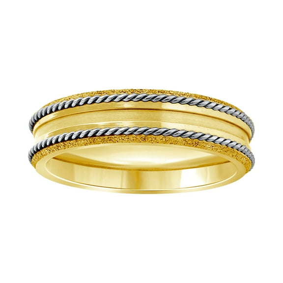 Stainless Steel Mens Two-tone Double Rope Inlay Center Grooved Comfort-fit Fashion Band Ring Size 10 Wedding Band for Me