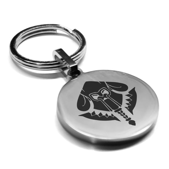 Stainless Steel Mercenary Fantasy Class Round Medallion Keychain Circle Ring