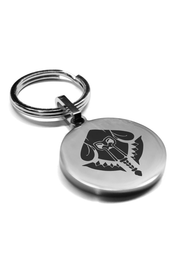 Stainless Steel Mercenary Fantasy Class Round Medallion Keychain Circle Ring