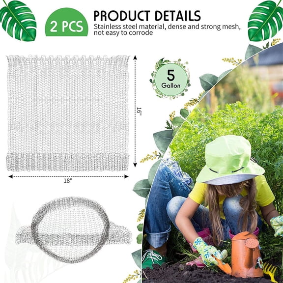 Stainless Steel Mesh Bag 2 Pack 40x45cm - Metal Plants Protection Insect Proof Mesh Bag for Flowers and Plants - Reusable Garden Pest Barrier for Fruit Trees Vegetables - Cuttable Mesh Netting