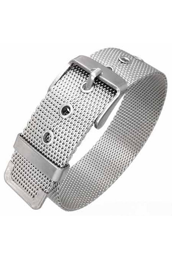 Stainless Steel Mesh Belt Buckle Womens Silver-Tone Bracelet, 16 mm