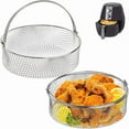 thumbnail image 1 of Stainless Steel Mesh Fryer Basket | Breathable Perforated Design for Even Cooking | Ergonomic Handle | Dishwasher Safe | Compatible with Fryers Over 8.25 Inch Diameter | 1 Pack, 1 of 9