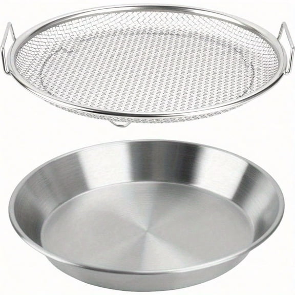 Stainless Steel Mesh Oil Filter Tray Drain Basket Set Reusable Vegetable Draining Rack with Handle Round Fried Food Strainer