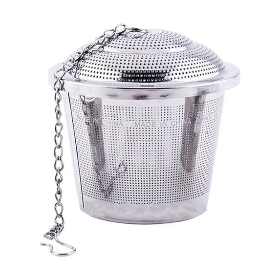 Stainless Steel Mesh Seasoning Ball Tea Strainer with Lid and Extended Chain