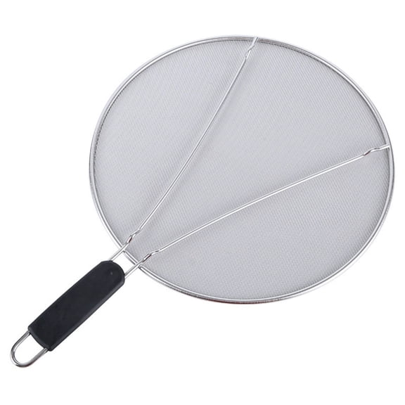 Stainless Steel Mesh Splatter Guard Round Cover with Handle for Frying Pans Heatproof Silver