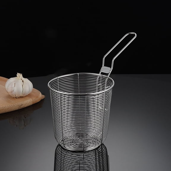 Stainless Steel Mesh Strainer Basket With Handle, Deep Fry Basket for Frying Cooking and Draining, Multipurpose Kitchen Colander for Dumplings French Fries and Food,for Easy Storage in Multiple Sizes