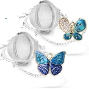 Stainless Steel Mesh Tea Ball Infuser/Tea Interval Diffuser/Tea Strainer Infuser with Zinc Alloy and Crystal Glass Butterfly Charm for Tea and Everyday Use