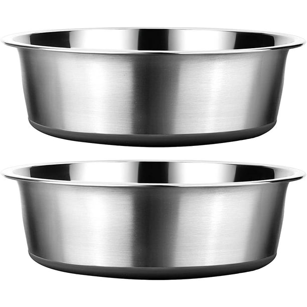 Stainless Steel Metal Dog Bowls (Pack of 2) Nonslip Rubber Bottom