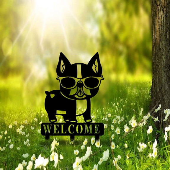 Stainless Steel Metal Dog Garden Stake Black Dog Silhouette Dcor Puppy Art for Lawn Dog Shaped Decor for Home Animal Silhouette for Outdoor Turf Decoration Yard Ornaments |Metal Garden Stakes