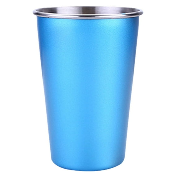 Stainless Steel Metal Drinking Cups Unbreakable Lightweight Tumblers For Home Kitchen Outdoor Daily Beverage Drinking Use,Metal Tumbler,Unbreakable Cup,Blue,1PC
