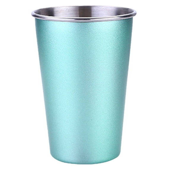 Stainless Steel Metal Drinking Cups Unbreakable Lightweight Tumblers For Home Kitchen Outdoor Daily Beverage Drinking Use,Metal Tumbler,Unbreakable Cup,Green,1PC