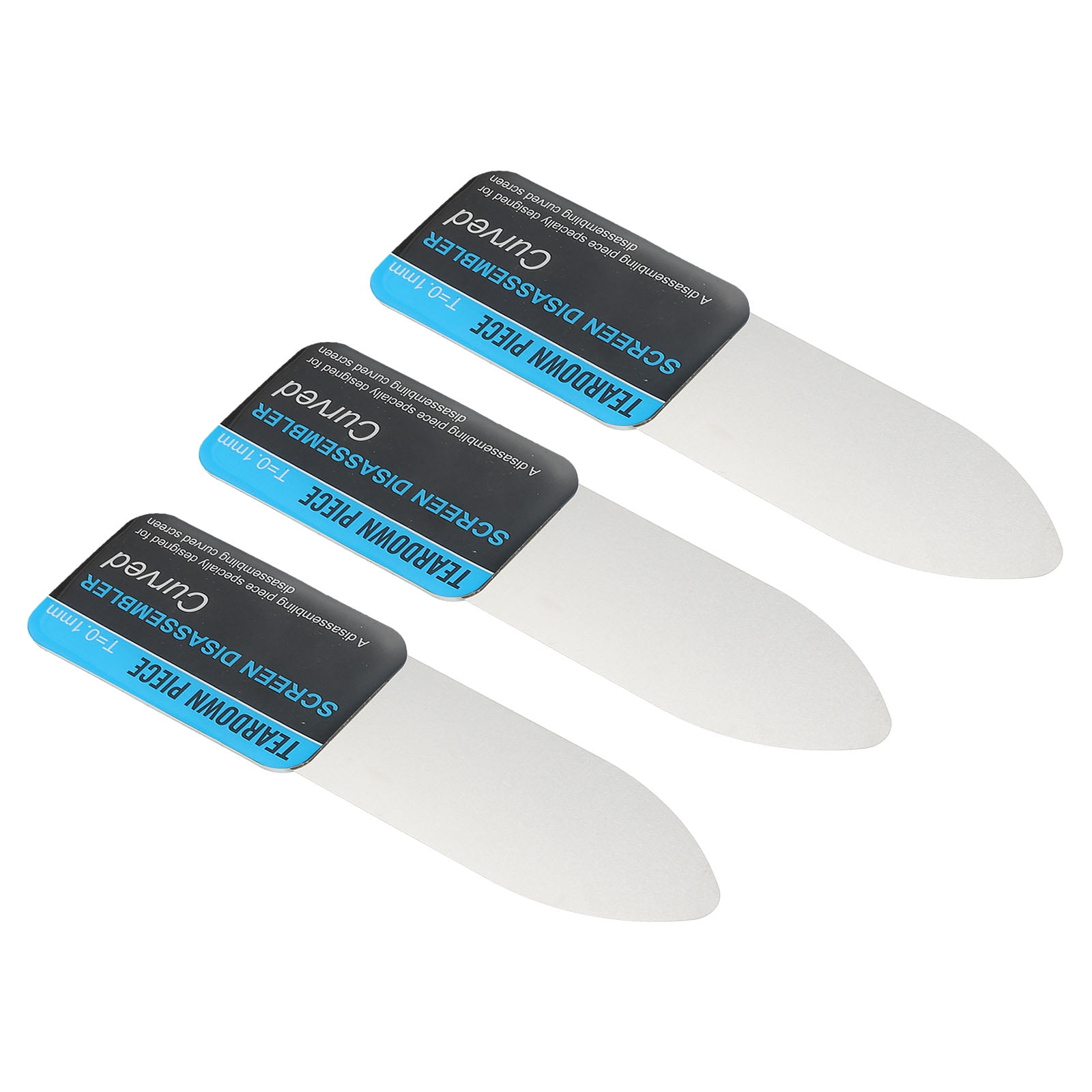 Stainless Steel Metal Flat Curved Spudger 0.1mm Ultra Thin Pry Opening Tool for Mobile Phone Repair 3 Pack