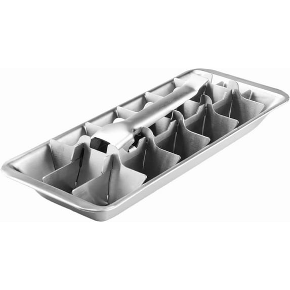 Stainless Steel & Metal Ice Cube Trays with Handle - 18-Slot Small Ice Cube Mold for Freezer, Detachable Dishwasher-Safe Ice Trays for Bars Kitchens