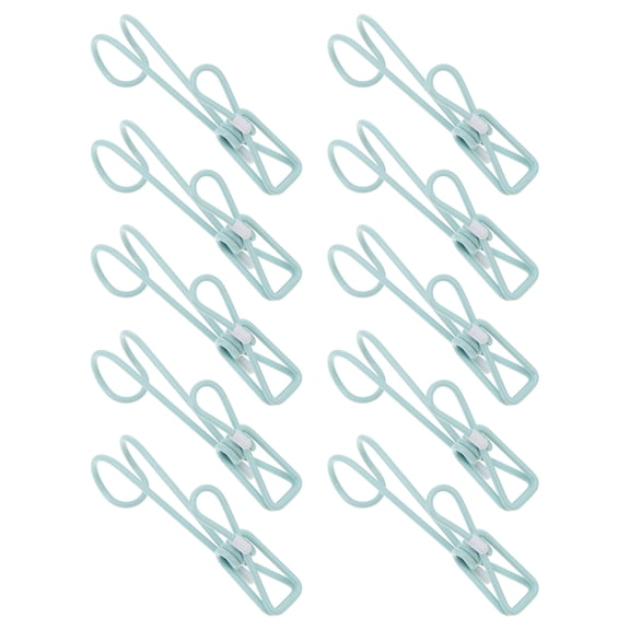 10-Pack Multi-Function Colored Plastic Coated Clips with Hooks, Clothes Pins for Laundry and Household Use