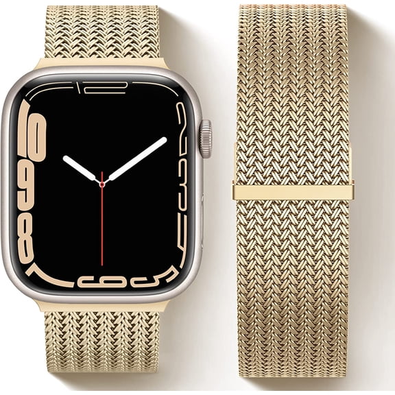 Stainless Steel Metal Magnetic Band Compatible with Apple Watch 41mm 45mm 40mm 38mm 42mm 44mm / Series 7 6 5 4 3 2 1 SE, Fashion Braided Mesh Milanese Loop Replacement iWatch Bands Women Men