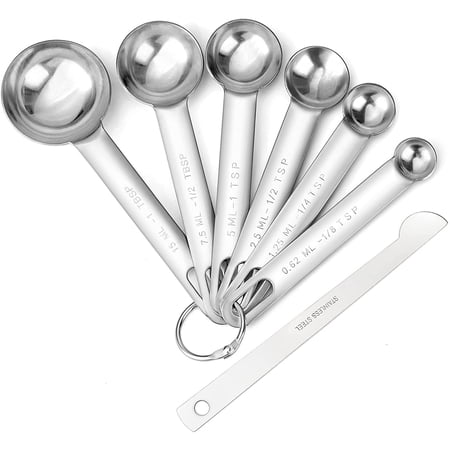 Stainless Steel Metal Measuring Spoons, for Dry or Liquid, Fits Spice Jars,7 pcs
