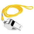 thumbnail image 1 of Stainless Steel Metal Referee Whistle with Lanyard | Loud Durable Sports Whistle for Soccer Football Basketball | Clear Sound | Lightweight 15g | 4x2x2cm | 1 Pack, 1 of 8