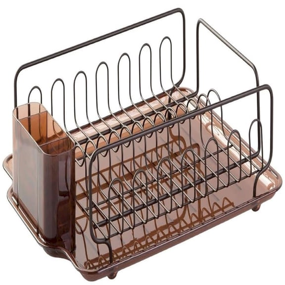 Stainless Steel Metal Sink Dish Drainer Plastic Tray Kitchen Drying Rack For Glasses, Silverware, Bowls, Plates