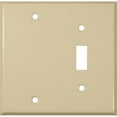 thumbnail image 1 of Stainless Steel Metal Wall Plates 2 Gang 1Toggle 1Blank Ivory, 1 of 1