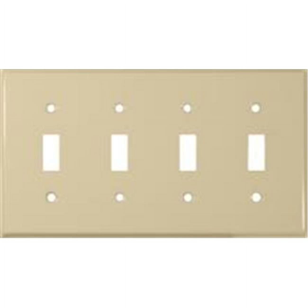 Stainless Steel Metal Wall Plates 4 Gang Toggle Switch Ivory