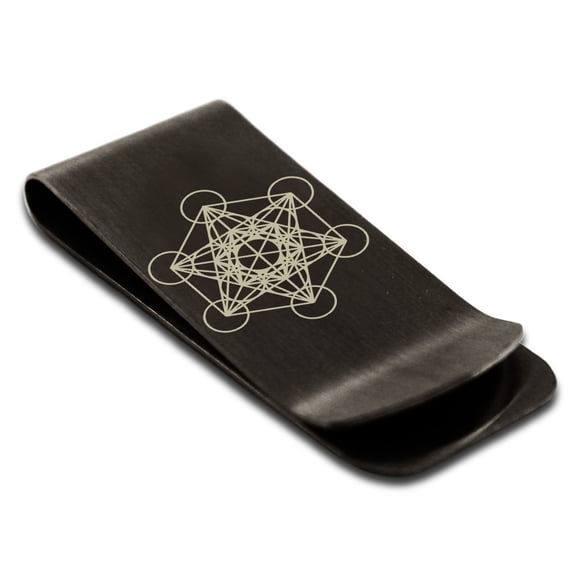 Stainless Steel Metatron’s Cube Engraved Money Clip Credit Card Holder