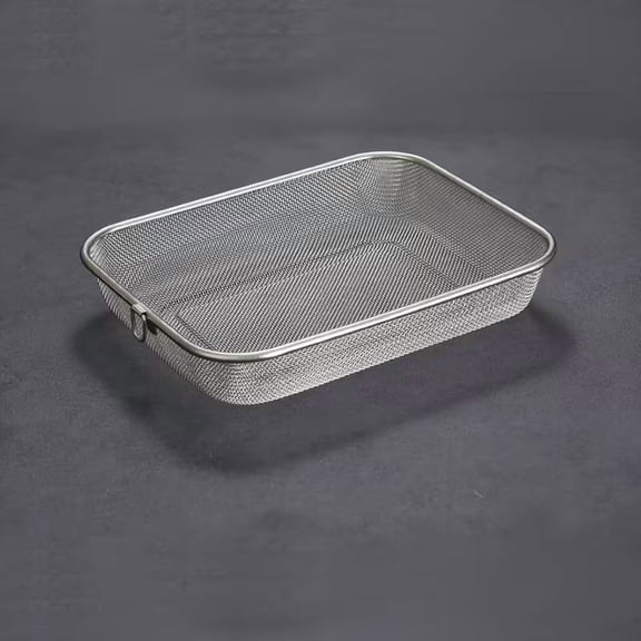 Stainless Steel Micro-Perforated Square Draining Basket with Hook for Vegetables Fruits Noodles