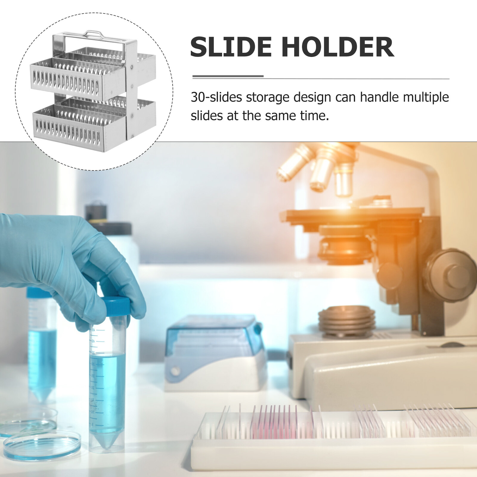 Stainless Steel Microscope Slides Holder Glass Slides Rack Stainless