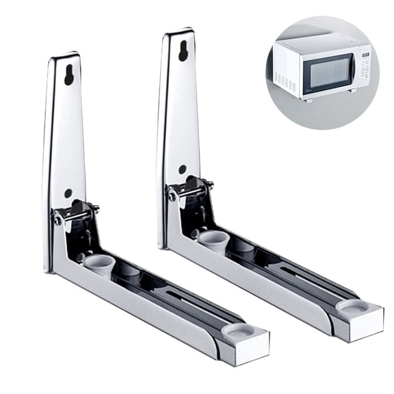Stainless Steel Microwave Oven Rack Retrackable Foldable Microwave Oven Wall Mounted Stand Holder Rack Bracket With Two