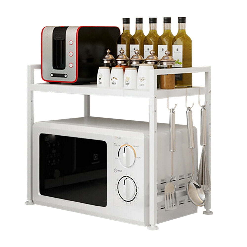 Stainless Steel Microwave Oven Rack Shelf Stand 2 Tier Flexible Kitchen ...