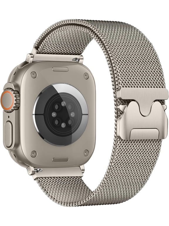 Stainless Steel Milanese Loop Strap Compatible with Apple Watch Band 38mm 40mm 41mm 42mm 44mm 45mm 46mm 49mm for Women Men,Magnetic Metal Wristband for iWatch Series 11 10 9 8 7 6 5 4(44/45/49MM)