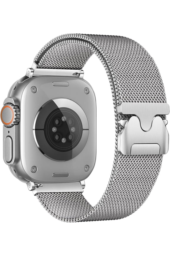 Stainless Steel Milanese Loop Strap Compatible with Apple Watch Band 38mm 40mm 41mm 42mm 44mm 45mm 46mm 49mm for Women Men,Magnetic Metal Wristband for iWatch Series 11 10 9 8 7 6 5 4(38/40/41MM)