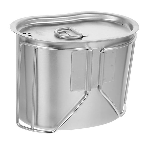 Stainless Steel Military Mess Kit With Folding Handle And Lid For Outdoor Camping Hiking Backpacking Cooking