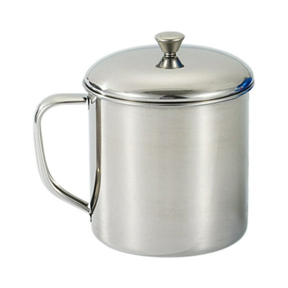 Stainless Steel Milk Cup Coffee Cup - Metal Water Mug Tea Mug with Lid and Handle - for Home, Office, Travel and Picnic, Silver