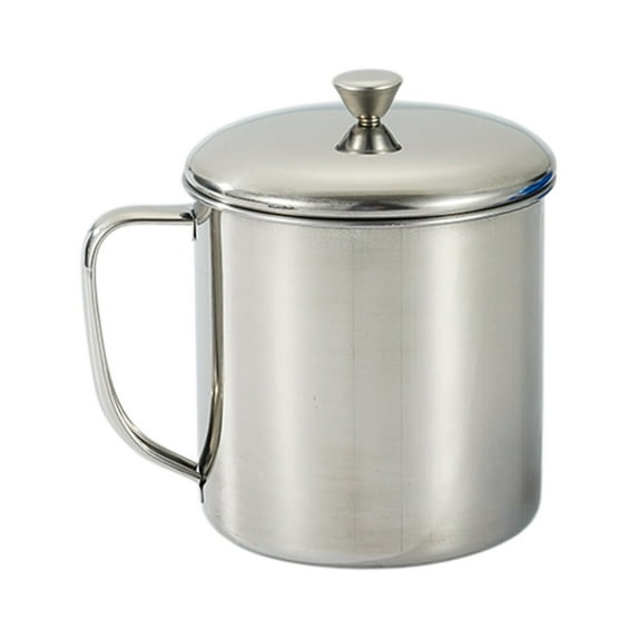 Stainless Steel Milk Cup Coffee Cup - Metal Water Mug Tea Mug with Lid and Handle - for Home, Office, Travel and Picnic, Silver