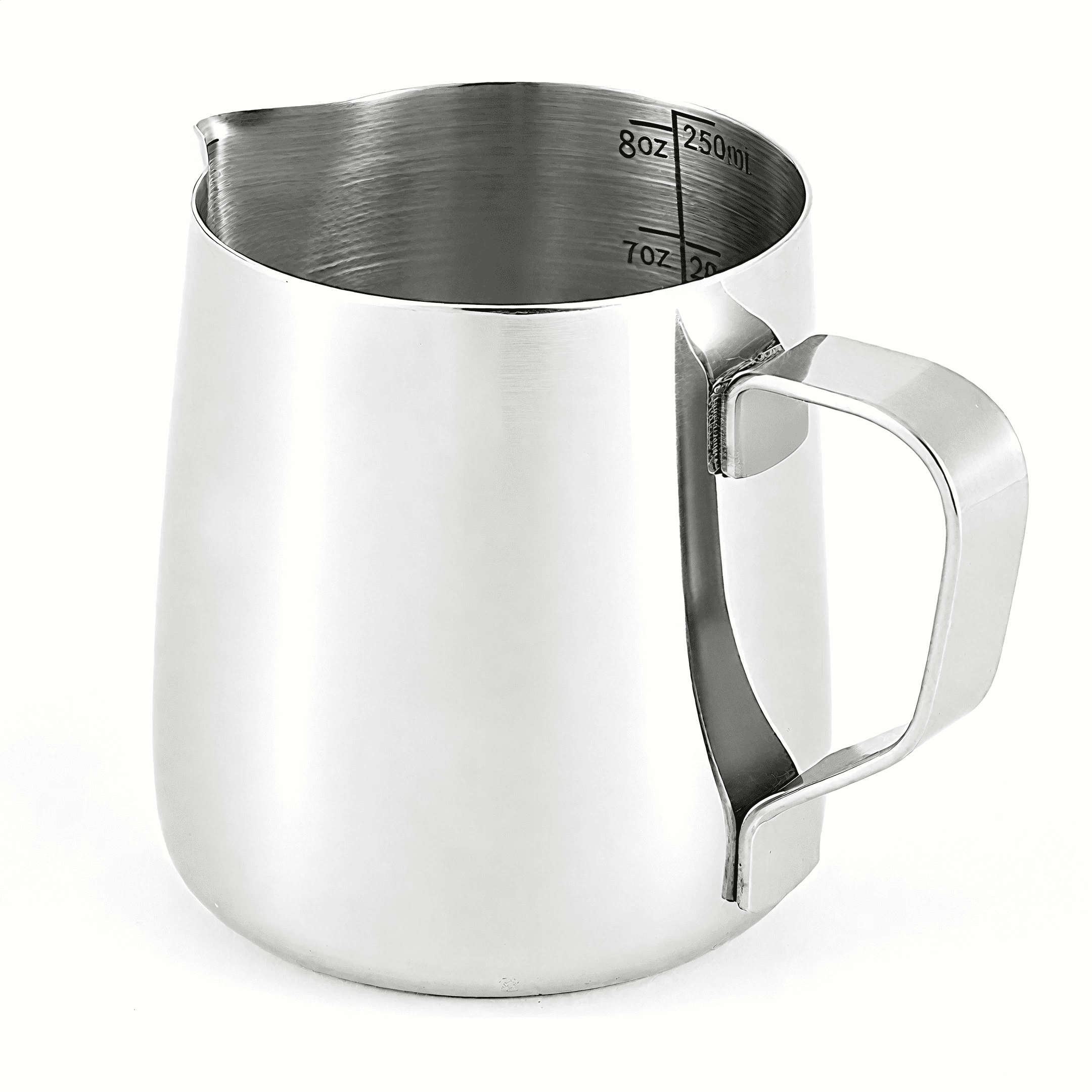 Stainless Steel Milk Frothing Pitcher for Cappuccino Latte Art, Espresso, and Steaming - 8.5oz/250ml Barista Frother Cup, Milk Frother Steamer Cup for Coffee Matcha Chai Latte & Hot Chocolate