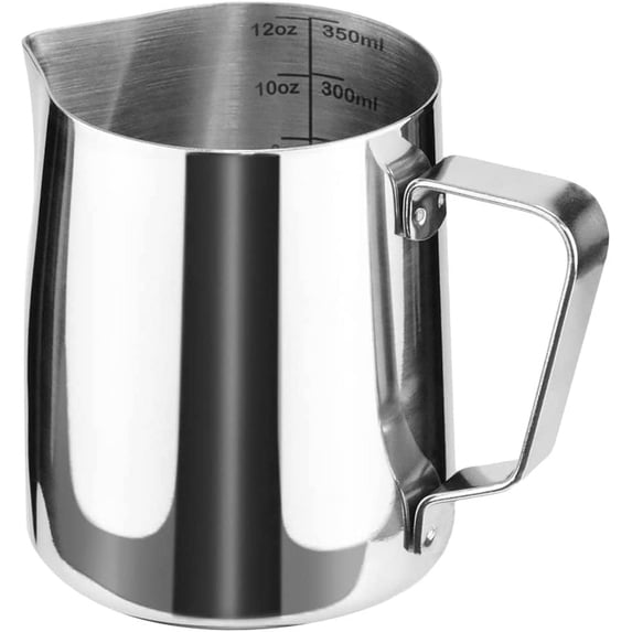 Stainless Steel Milk Frothing Pitcher Cappuccino Pitcher Pouring Jug Espresso Cup Creamer Cup for Latte Art, 12 Ounce (350 ML),Silver
