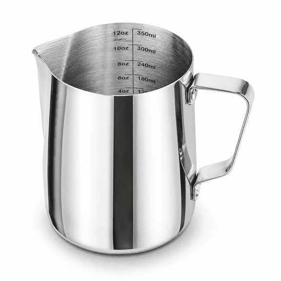 Stainless Steel Milk Frothing Pitcher Cappuccino Pitcher Pouring Jug Espresso Cup Creamer Cup for Latte Art, 12 Ounce (350 ML)