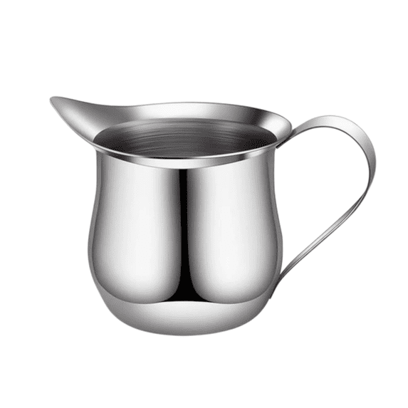 Stainless Steel Milk Pitcher with Dripless Spout and Comfort Grip Handle for Coffee, Tea and Sauces