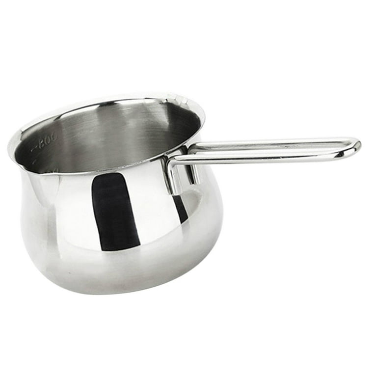 Stainless Steel Milk Pot Butter Warmer Pan Small Saucepan with Pour Spouts  
