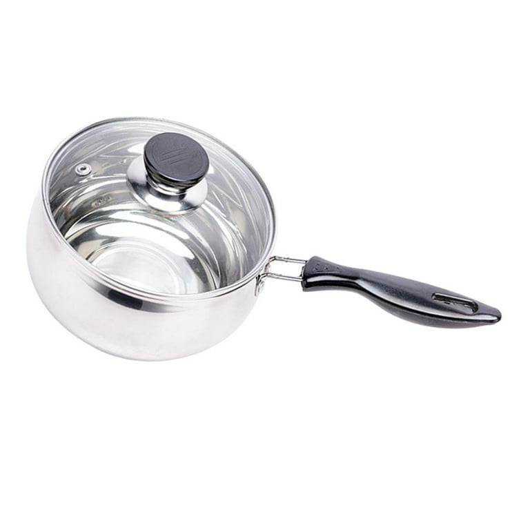 Stainless Steel Milk Pot Milk Pan with Lid Boiling Pot for Coffee or  Porridge - 18cm