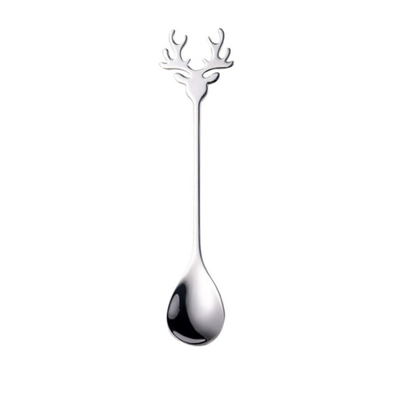 Stainless Steel Mini Coffee Espresso Spoon, Elk shaped spoon Flatware Dessert Teaspoons Small Soup Spoons, 5.6 inch Specialty Demitasse Stirring Spoons