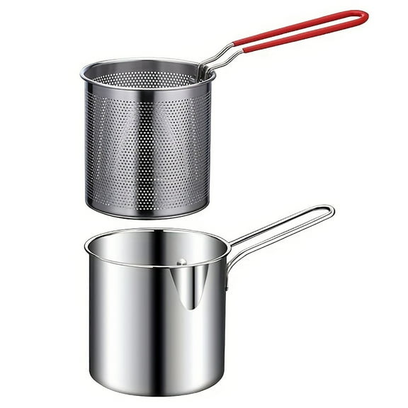 Stainless Steel Mini Deep Fryer Compact Oil Saving Design Efficient Cooking For Home Kitchen Use