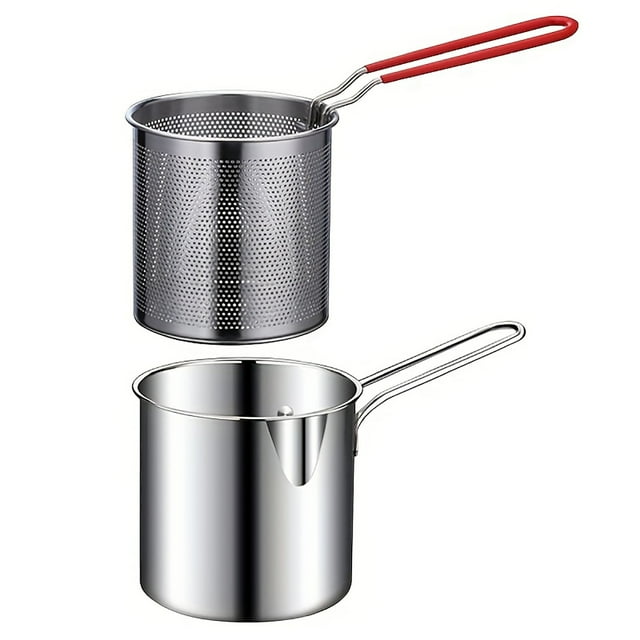 Stainless Steel Mini Deep Fryer Compact Oil Saving Design Efficient Cooking for Home Kitchen Use
