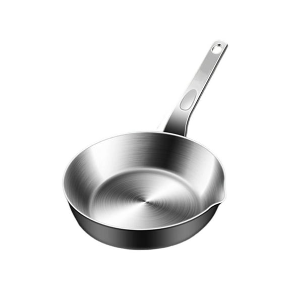 Stainless Steel Mini Egg Pan with Pour Spout, Compact Small Frying Skillet for Single Servings, Induction & Gas Stove Compatible(M)