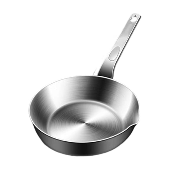 Stainless Steel Mini Egg Pan with Pour Spout, Compact Small Frying Skillet for Single Servings, Induction & Gas Stove Compatible(S)