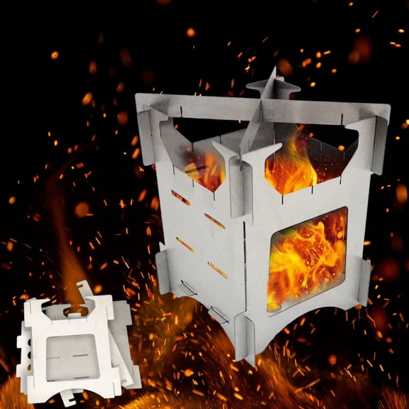 Stainless Steel Mini Folding Firewood Stove, Portable Camping Stove for Hiking, Splicing Outdoor Cooking Stove